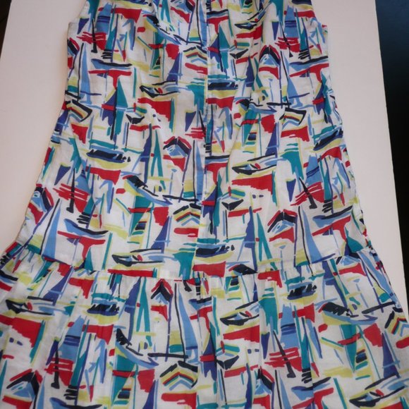 Milly Minis Sailboats Graphics Drop Waist Ruffle Girl Size 8 Summer Cotton Dress - Picture 5 of 8